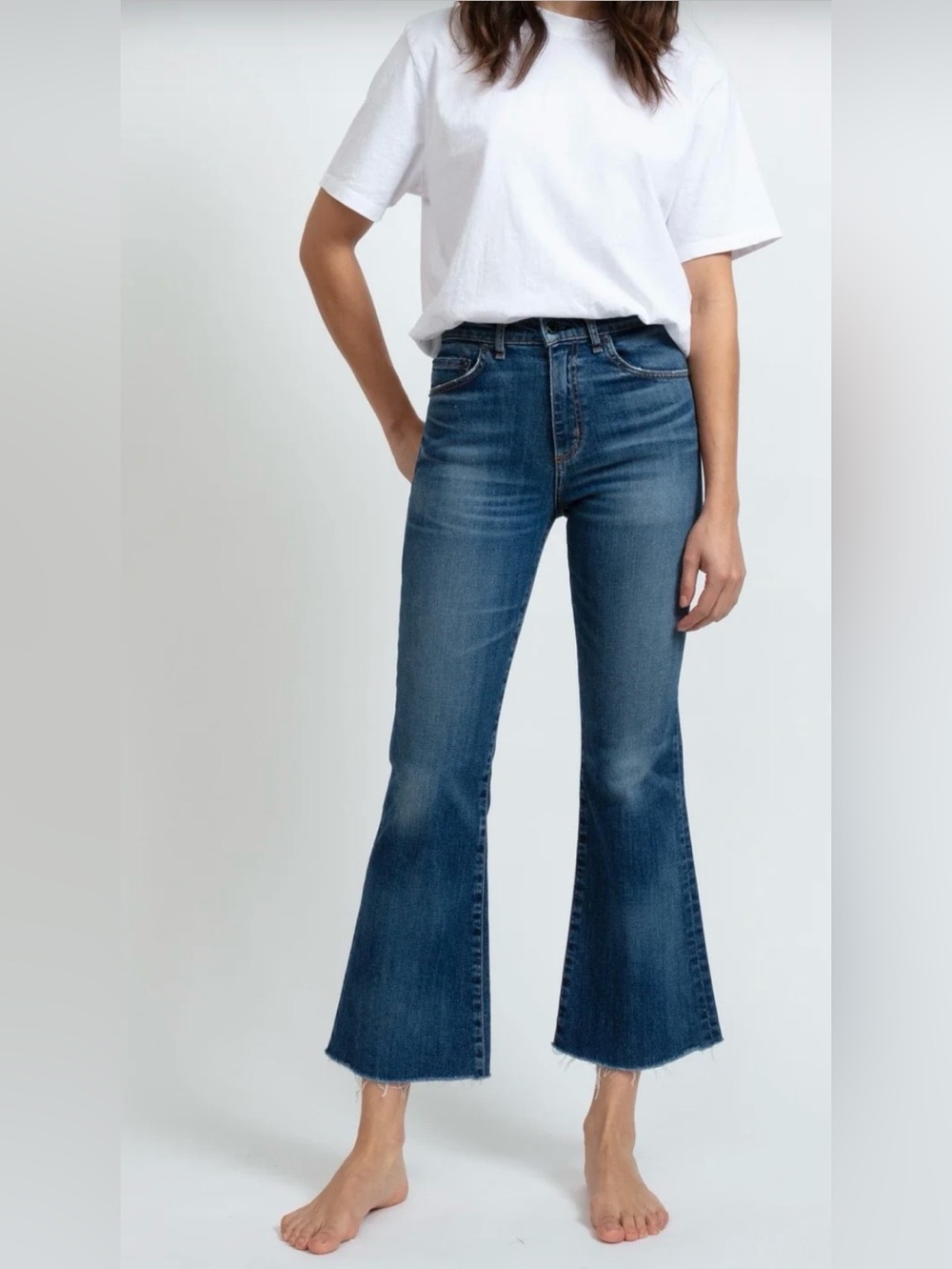 ASKK NY Geek Crop Flare Jeans In Auburn - Size 28